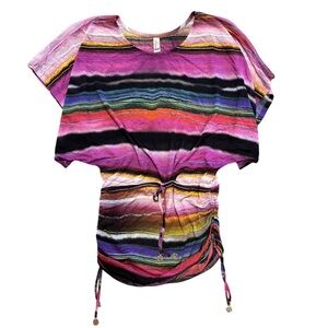 Luli Fama Vibrant Multicolor Striped Tie-Waist Swimsuit Coverup